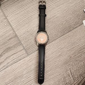 Texas Longhorns Black Leather Watch